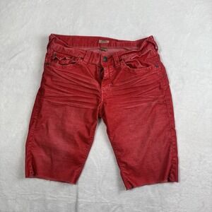 Y2K True Religion Ricky Relaxed Straight Red‎ Corduroy Short Men's Waist 33"